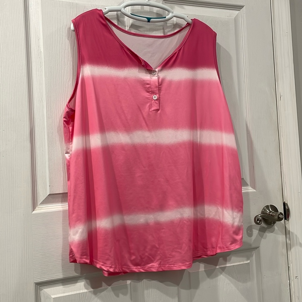 NWOT tie dye pink & white stripe tank top plus size